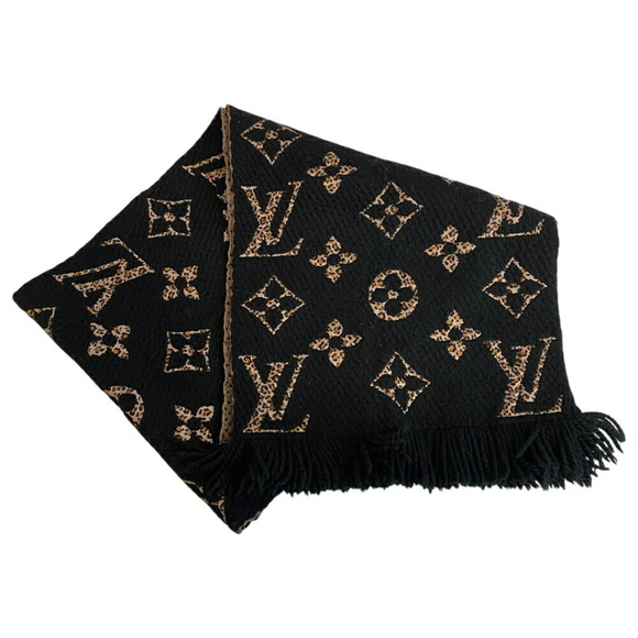 LOUIS VUITTON Accessories - LOUIS VUITTON M75885 Echarpe Giant Monogram Jungle Scarf Black Women's